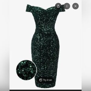 Elegant Green Sequin Dress